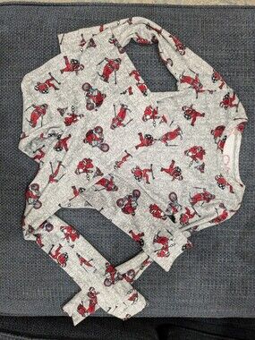 Cat & Jack Grey Long Sleeve Tee with Red Moto Santa Print